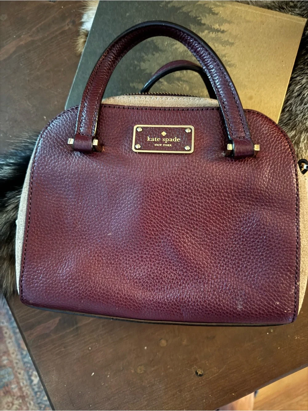 Older kate spade Wine/Burgundy Pebbled Leather Top-Handle Satchel